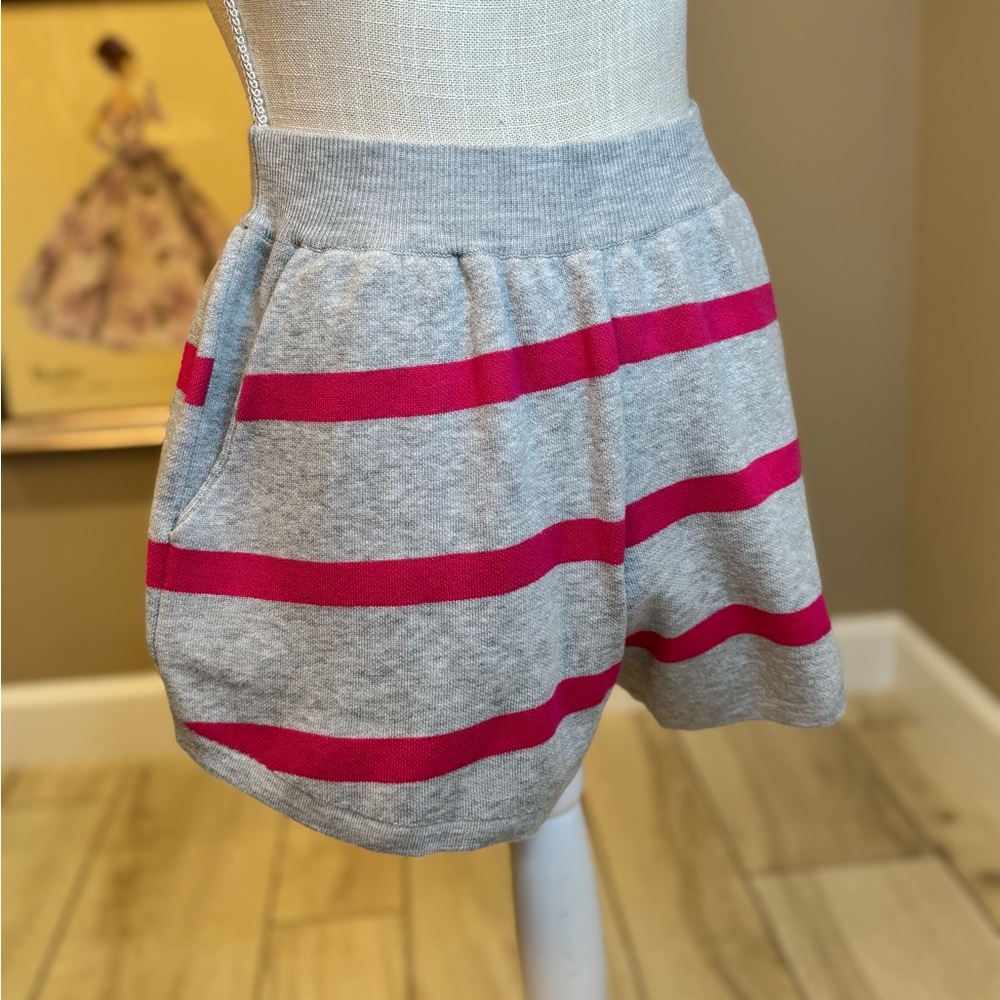 New! QUEEN OF SPARKLES Gray and Pink Striped Knit Shorts